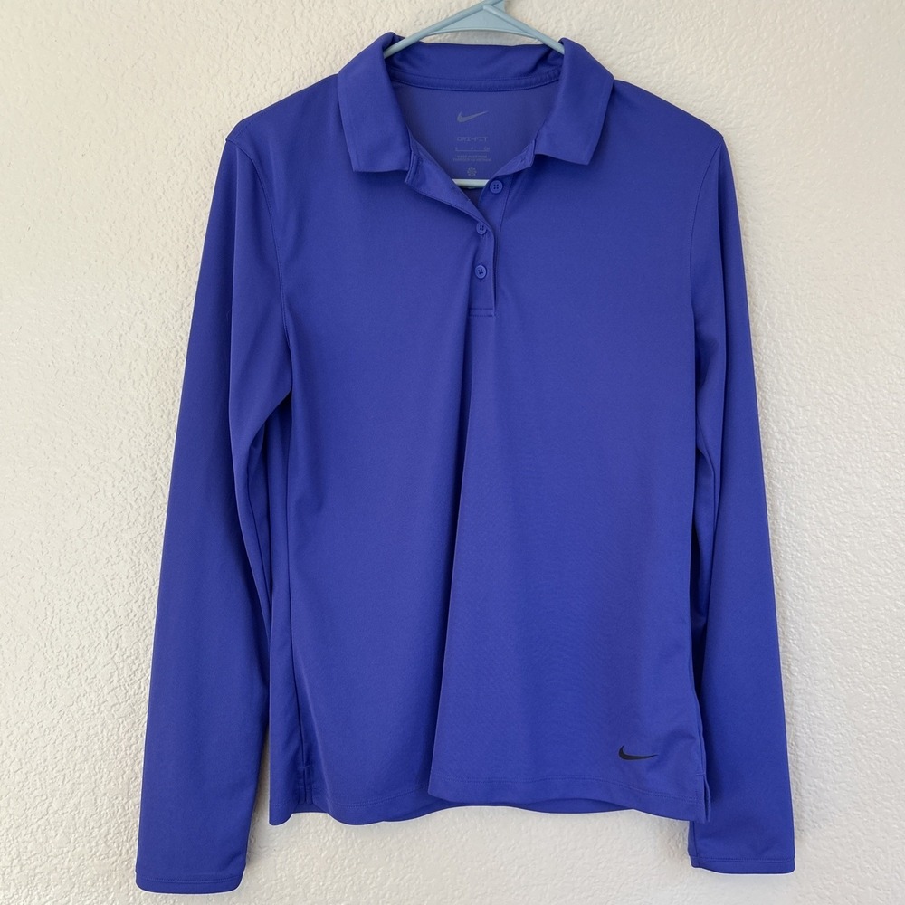 Nike Golf Blue Dri Fit Long Sleeve Polo Shirt Women's Size Small
